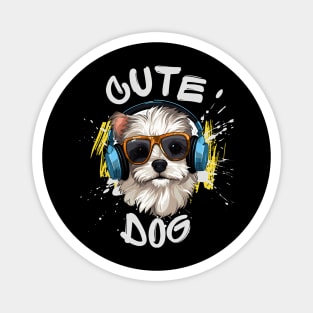 Musical Pup 2024 A Cute Dog With Headphones Art Print Rhythmic Pup Adorable Dog Music Lover Illustration Harmonic Hound Cute Dog Enjoying Beats Artwork Magnet